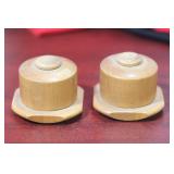 A Pair of Wooden Salt and Pepper Shakers
