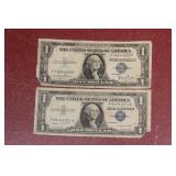 Lot of 2 $1.00 Blue Seal Note