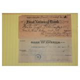 A Lot Of 2 Old Bank Checks