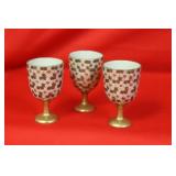 Lot of 3 Japanese Kutani Stem Cups