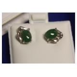 18Karat White Gold and Jade Earrings