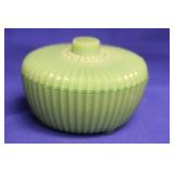 Akro Agate Green Glass Powder Jar
