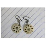 A Pair of Sterling and Bone Earrings