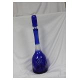 A Cobalt Blue Cut Glass Large Decanter