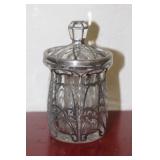 Sterling Silver Overlay Glass Jar