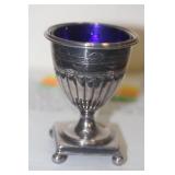 Silverplate and Cobalt Blue Glass Insert Cup