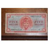 Series 611 $5.00 US Military Bank Note