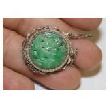 A Vintage Chinese Apple Gren Jadeite Disc