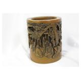 A Well Carved Chinese Resin Brush Pot
