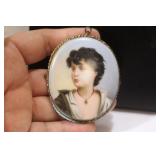 A Handpainted Porcelain Pin or Brooch