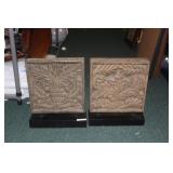 Pair of Decorative Carved Plaque Bookends