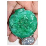 Sterling Nephrite and Geode Brooch Pendant