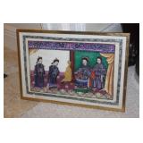 Antique Chinese 19th C Painting of Court Scene