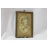 Framed Vintage Black and White Photograph of a Boy