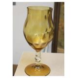 Amber Colour Glass Stem Vase