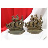 A Pair of Clipper Ship Metal Bookends