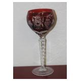 Ruby Red Color Cut Glass Goblet