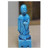 Antique Chinese Turquoise Ceramic Tennant