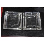 Lot of 2 Retro Style Clear Ashtrays