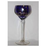 A Facet Blue and Gold Gilted Stem Wine Glass