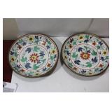 Set of 2 Oriental Ceramic and Metal Bowls
