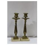 A Pair of Vintage Marble Base Candlesticks