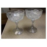 Set of 2 Pressed Glass Goblets