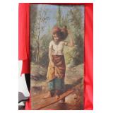 An Unsigned Oil on Wood Panel of a Young Girl