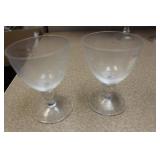 Set of 2 Etched Glass Goblets