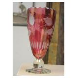 Ruby Red Cut Glass Vase