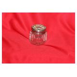 A Sterling Top Ornate Glass Container