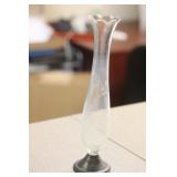 A Weighted Sterling Etched Glass Vase