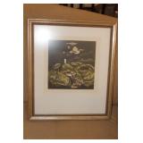 Framed and Signed Japanese Lithograph