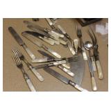 Sterling Band and Mother of Pearl Handle Utensils