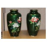 Pair of Japanese Silver Wire Vases