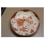 Antique Japanese Kutani Red Shallow Bowl