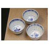Lot of 3 Chinese Rice Pattern Cups