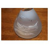 1972 Bohemian Etched Glass Paperweight