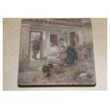 Antique oil on wood painting