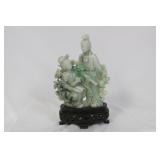 A Chinese Jadeite Statue on Stand