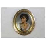 A Painting on Porcelain Brooch or Pin