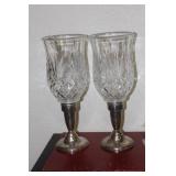 Pair of Weighted Sterling Hurricane Lamps