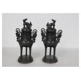 A Pair of Antique Chinese Bronze Urn