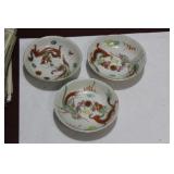 Set of 3 Chinese Dragon and Phoenix Saucers