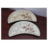 Lot of 2 Ceramic Half Moon Dishes