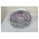 Signed Dunlay Art Glass paperweight