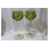 A Pair of Green Glass Goblet