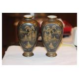 Pair of Signed Japanese Satsuma Vases