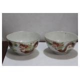 A Pair of Vintage Chinese Dragon and Phoenix Bowls