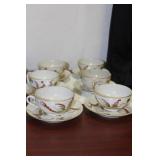 Set of 6 Chinese Dragon and Phoenix Cup and Saucer